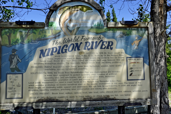 sign about the World Famous Nipigon River